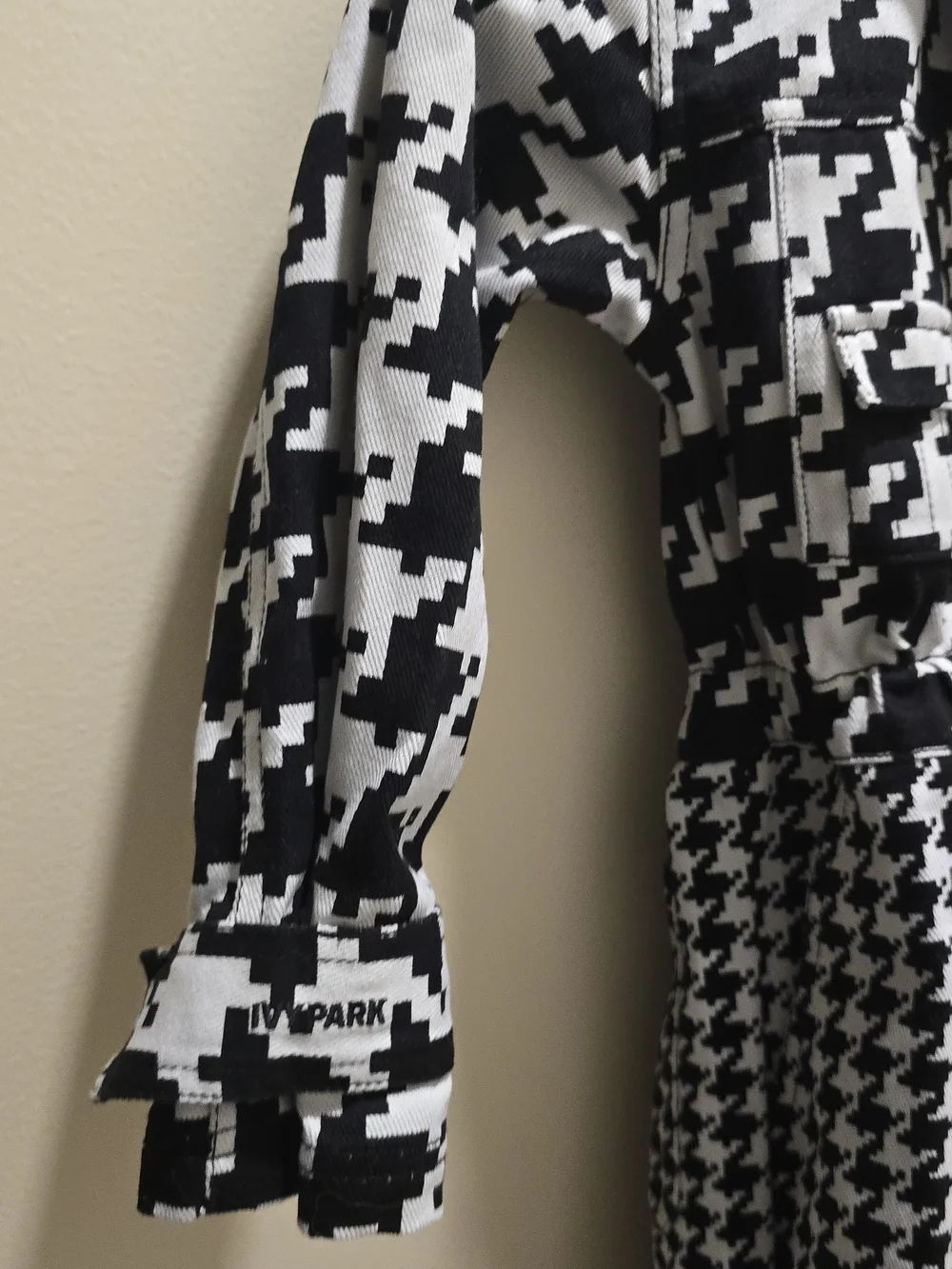 Adidas x Ivy Park Kids' Unisex Black & White Houndstooth Print Jumpsuit Sz-7-8Y